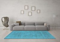 Machine Washable Oriental Light Blue Industrial Rug, wshurb2174lblu