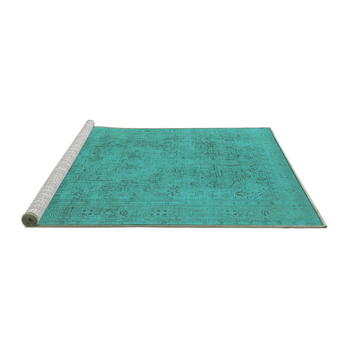 Sideview of Machine Washable Oriental Turquoise Industrial Area Rugs, wshurb2174turq