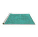 Sideview of Machine Washable Oriental Turquoise Industrial Area Rugs, wshurb2174turq