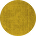 Round Oriental Yellow Industrial Rug, urb2174yw