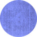 Round Oriental Blue Industrial Rug, urb2174blu