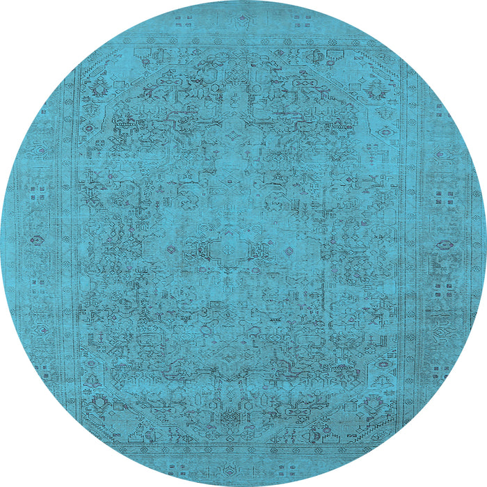 Round Oriental Light Blue Industrial Rug, urb2174lblu