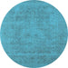 Round Oriental Light Blue Industrial Rug, urb2174lblu