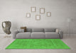 Machine Washable Oriental Green Industrial Area Rugs in a Living Room,, wshurb2174grn