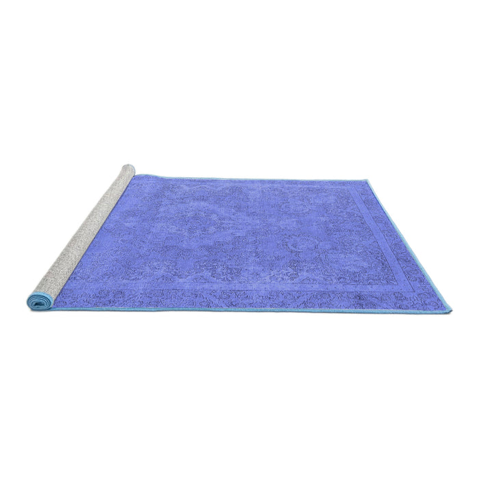 Sideview of Machine Washable Oriental Blue Industrial Rug, wshurb2175blu