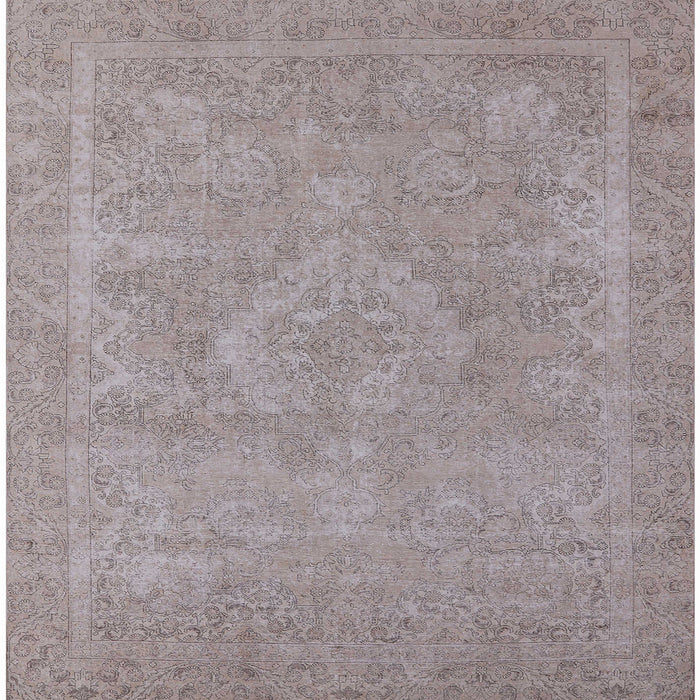 Square Mid-Century Modern Silver Pink Oriental Rug, urb2175