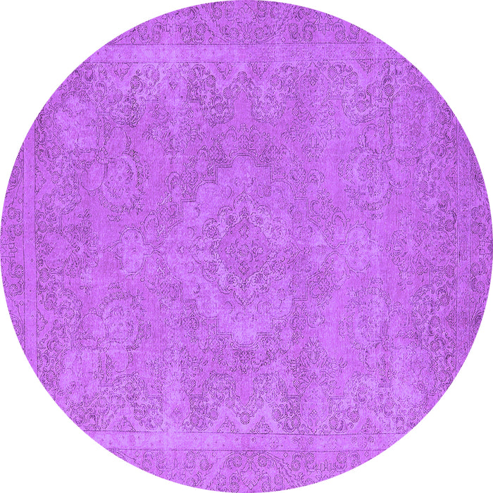 Round Machine Washable Oriental Purple Industrial Area Rugs, wshurb2175pur