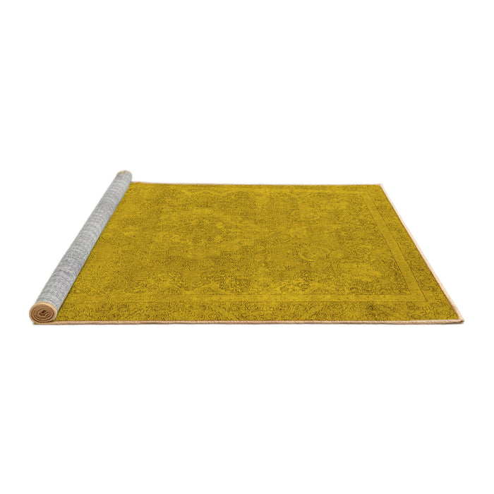 Sideview of Machine Washable Oriental Yellow Industrial Rug, wshurb2175yw