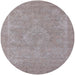 Round Mid-Century Modern Silver Pink Oriental Rug, urb2175