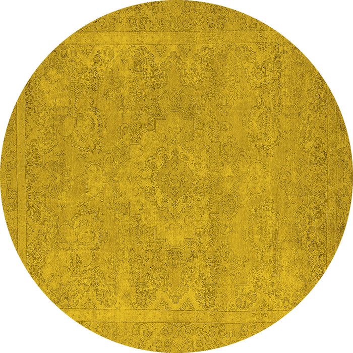 Round Oriental Yellow Industrial Rug, urb2175yw
