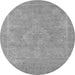 Round Machine Washable Oriental Gray Industrial Rug, wshurb2175gry