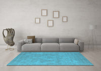 Machine Washable Oriental Light Blue Industrial Rug, wshurb2175lblu