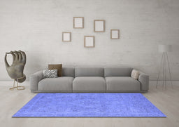 Machine Washable Oriental Blue Industrial Rug in a Living Room, wshurb2175blu