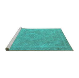 Sideview of Machine Washable Oriental Turquoise Industrial Area Rugs, wshurb2175turq