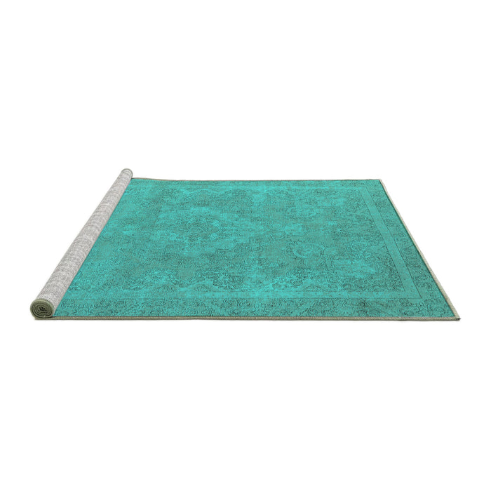 Sideview of Machine Washable Oriental Turquoise Industrial Area Rugs, wshurb2175turq