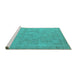 Sideview of Machine Washable Oriental Turquoise Industrial Area Rugs, wshurb2175turq