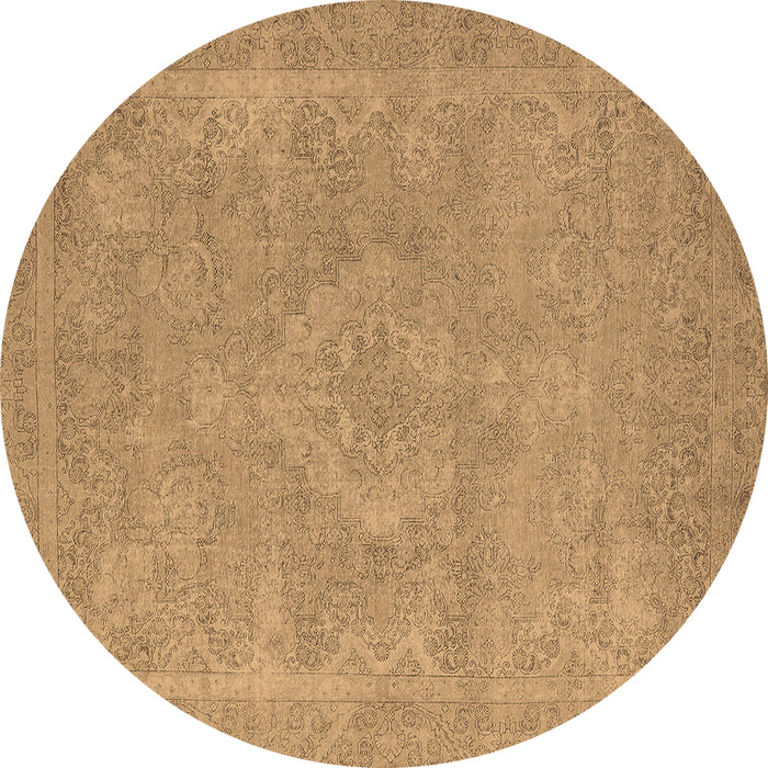 Round Oriental Brown Industrial Rug, urb2175brn