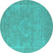 Round Oriental Turquoise Industrial Rug, urb2175turq