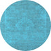 Round Oriental Light Blue Industrial Rug, urb2175lblu