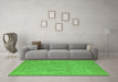 Machine Washable Oriental Green Industrial Area Rugs in a Living Room,, wshurb2175grn