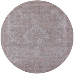 Round Machine Washable Industrial Modern Silver Pink Rug, wshurb2175