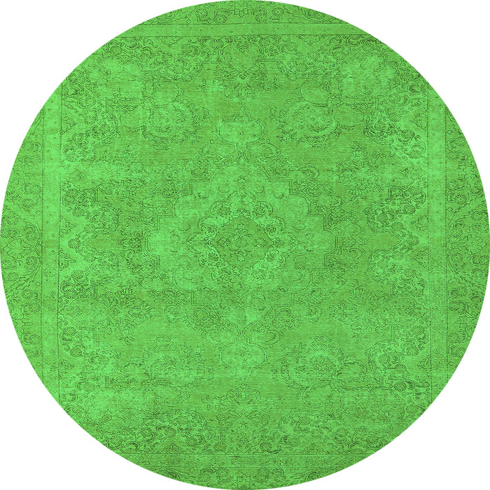 Round Oriental Green Industrial Rug, urb2175grn