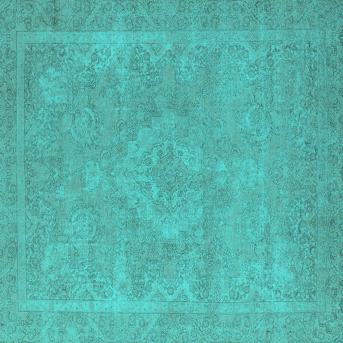 Square Machine Washable Oriental Turquoise Industrial Area Rugs, wshurb2175turq