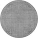 Round Machine Washable Oriental Gray Industrial Rug, wshurb2176gry