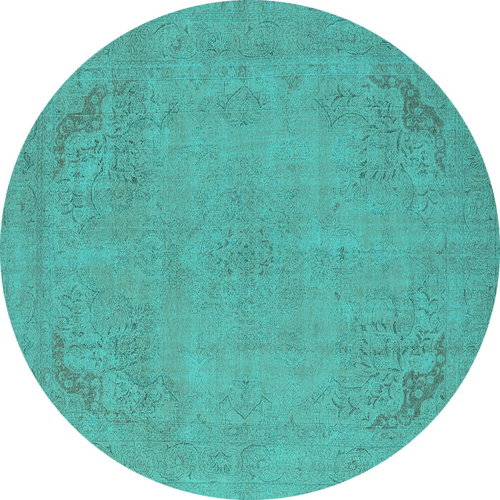Round Oriental Turquoise Industrial Rug, urb2176turq