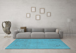 Machine Washable Oriental Light Blue Industrial Rug in a Living Room, wshurb2176lblu
