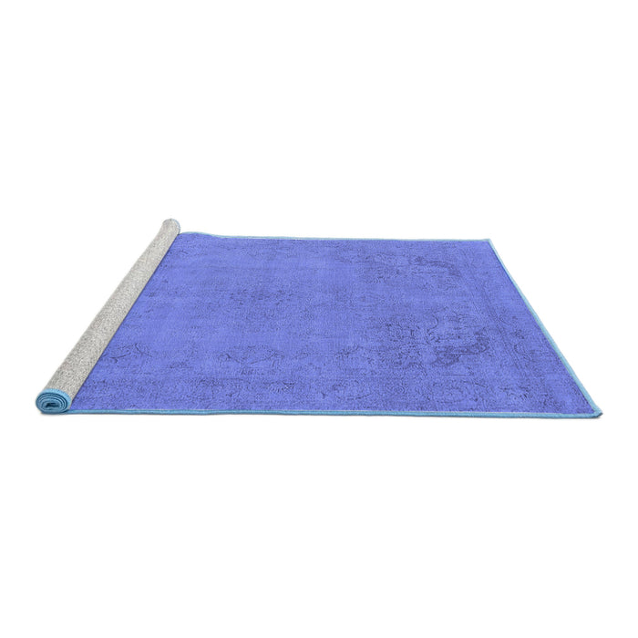 Sideview of Machine Washable Oriental Blue Industrial Rug, wshurb2176blu