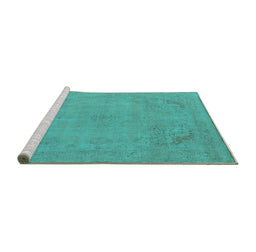 Sideview of Machine Washable Oriental Turquoise Industrial Area Rugs, wshurb2176turq