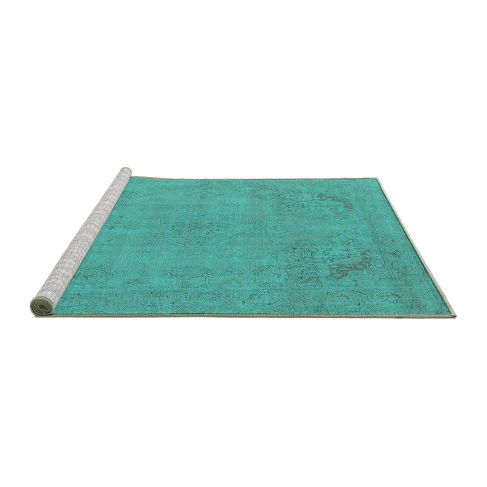 Sideview of Machine Washable Oriental Turquoise Industrial Area Rugs, wshurb2176turq