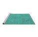 Sideview of Machine Washable Oriental Turquoise Industrial Area Rugs, wshurb2176turq