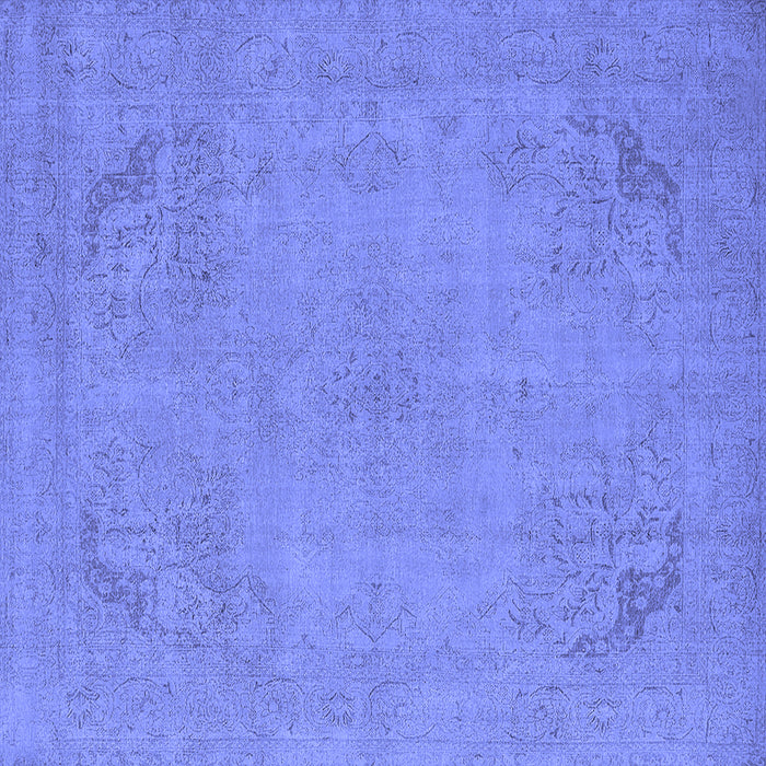 Square Machine Washable Oriental Blue Industrial Rug, wshurb2176blu