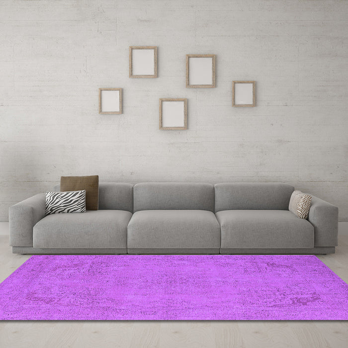 Machine Washable Oriental Purple Industrial Area Rugs in a Living Room, wshurb2176pur