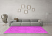 Machine Washable Oriental Pink Industrial Rug in a Living Room, wshurb2176pnk