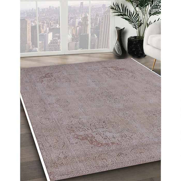 Mid-Century Modern Rose Purple Oriental Rug in Family Room, urb2176