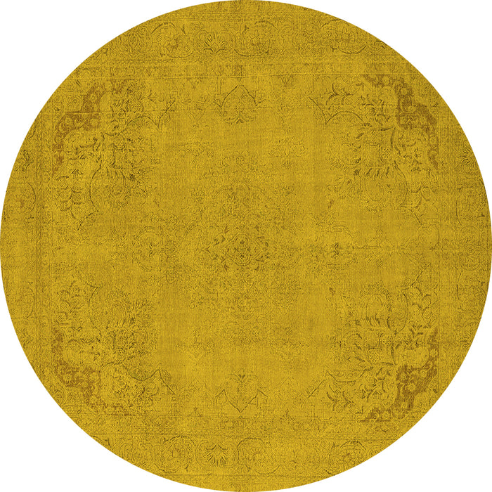 Round Oriental Yellow Industrial Rug, urb2176yw