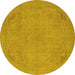 Round Oriental Yellow Industrial Rug, urb2176yw