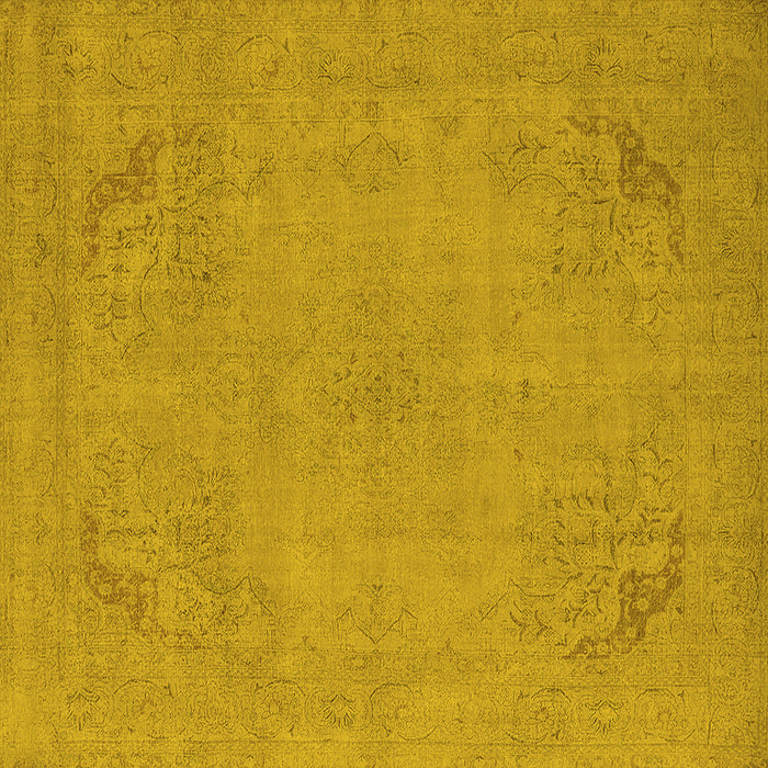 Square Machine Washable Oriental Yellow Industrial Rug, wshurb2176yw