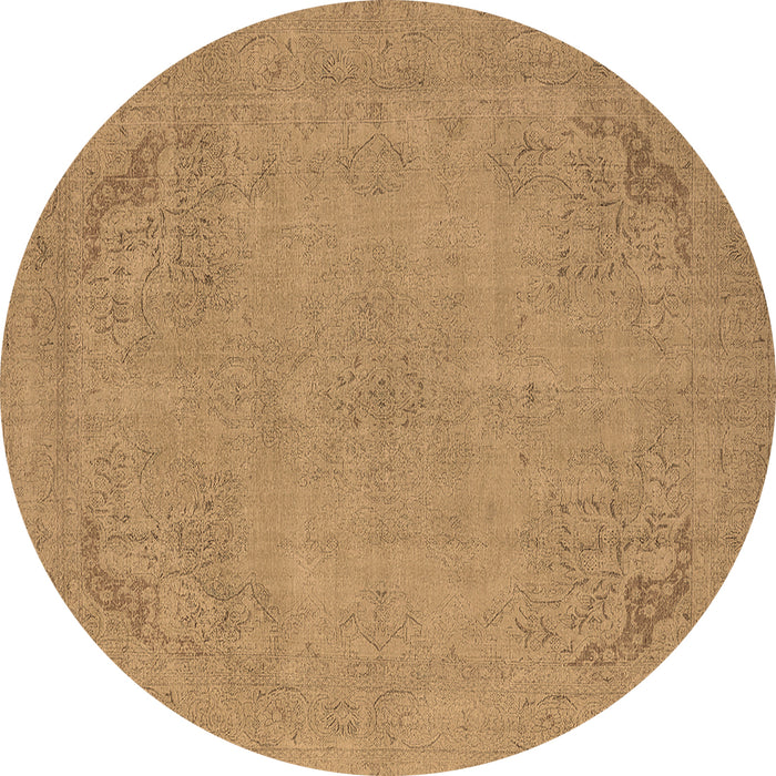 Round Machine Washable Oriental Brown Industrial Rug, wshurb2176brn