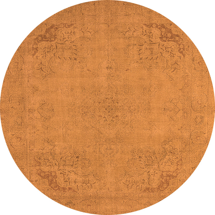 Round Machine Washable Oriental Orange Industrial Area Rugs, wshurb2176org