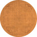 Round Machine Washable Oriental Orange Industrial Area Rugs, wshurb2176org