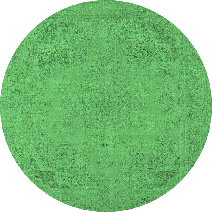 Round Oriental Emerald Green Industrial Rug, urb2176emgrn