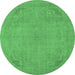 Round Oriental Emerald Green Industrial Rug, urb2176emgrn