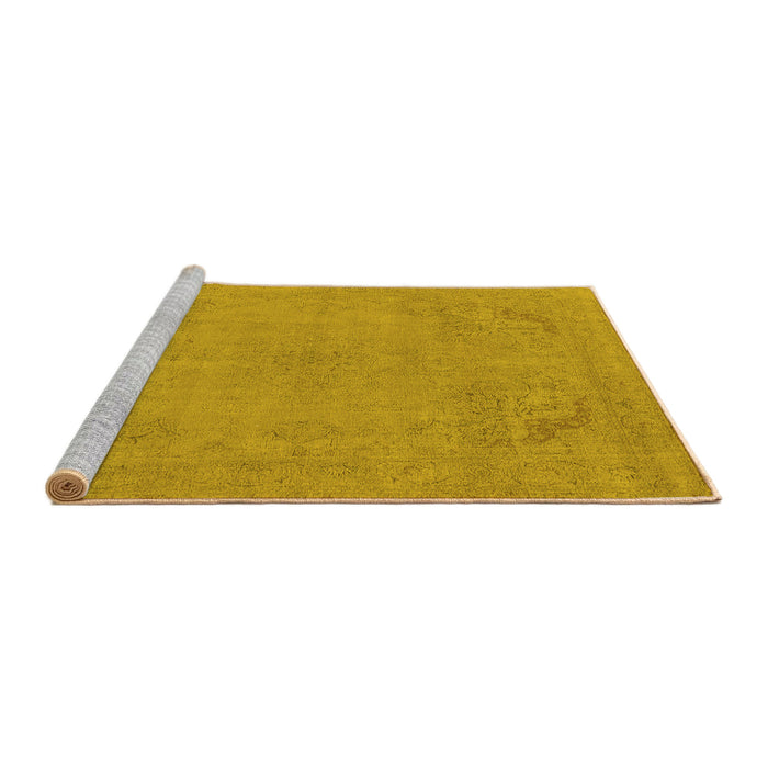 Sideview of Machine Washable Oriental Yellow Industrial Rug, wshurb2176yw