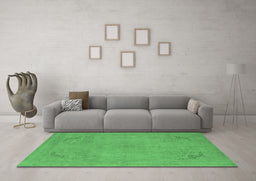 Machine Washable Oriental Emerald Green Industrial Area Rugs in a Living Room,, wshurb2176emgrn