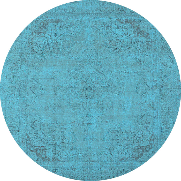 Round Oriental Light Blue Industrial Rug, urb2176lblu