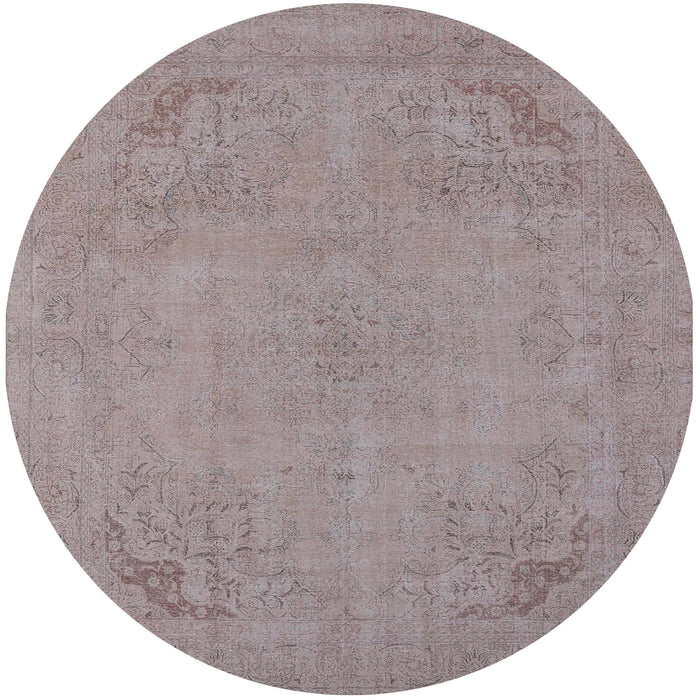 Round Mid-Century Modern Rose Purple Oriental Rug, urb2176